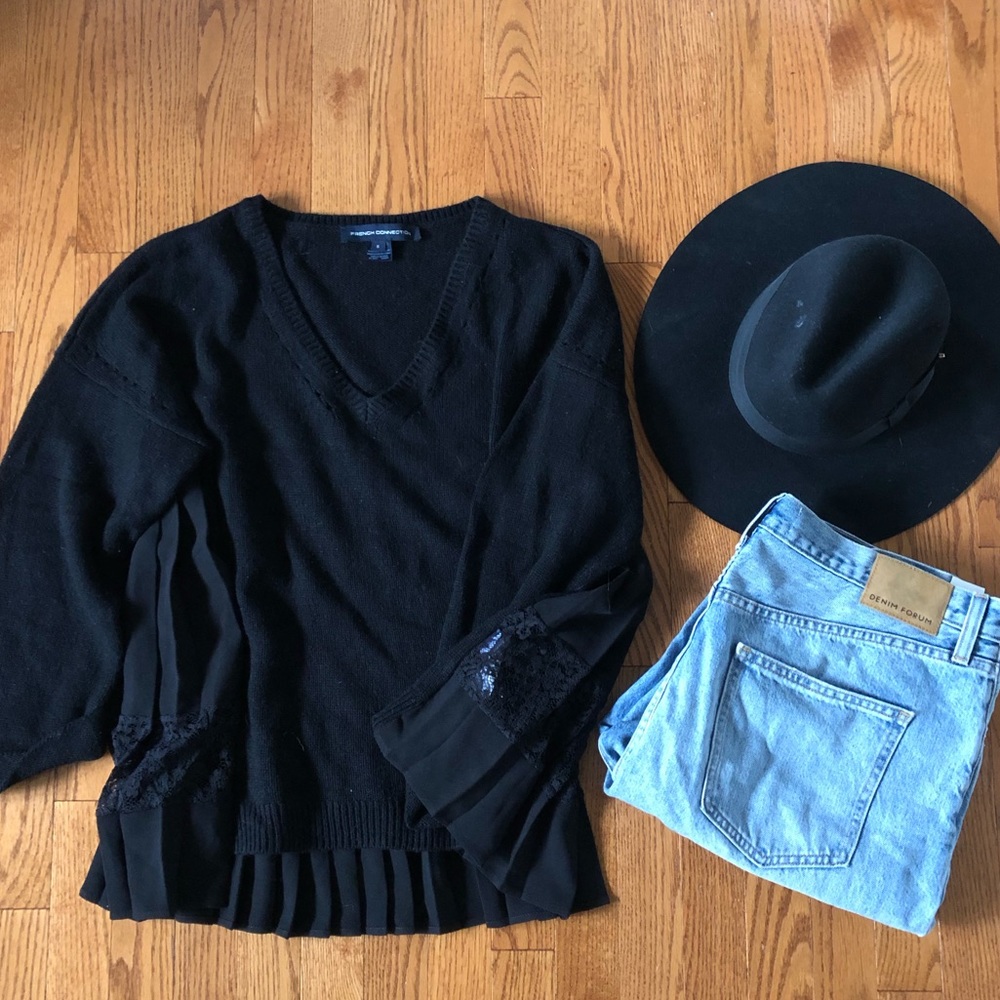 French Connection Black with Lace Back Detail Sweater.